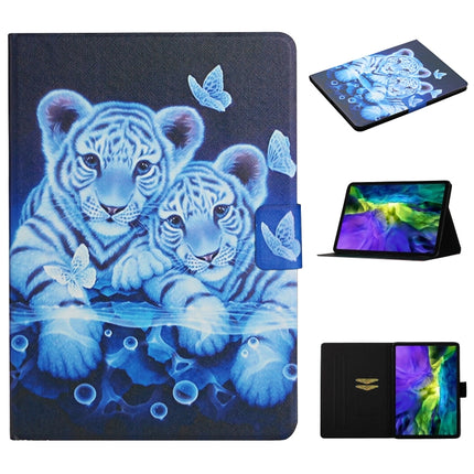 For iPad 11 Pro (2020) Colored Drawing Pattern Horizontal Flip Leather Tablet Case with Holder & Card Slots & Sleep / Wake-up Function(Tiger)-garmade.com