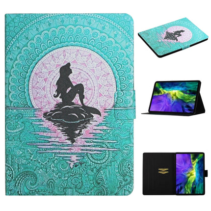 For iPad 11 Pro (2020) Colored Drawing Pattern Horizontal Flip Leather Tablet Case with Holder & Card Slots & Sleep / Wake-up Function(Mermaid)-garmade.com