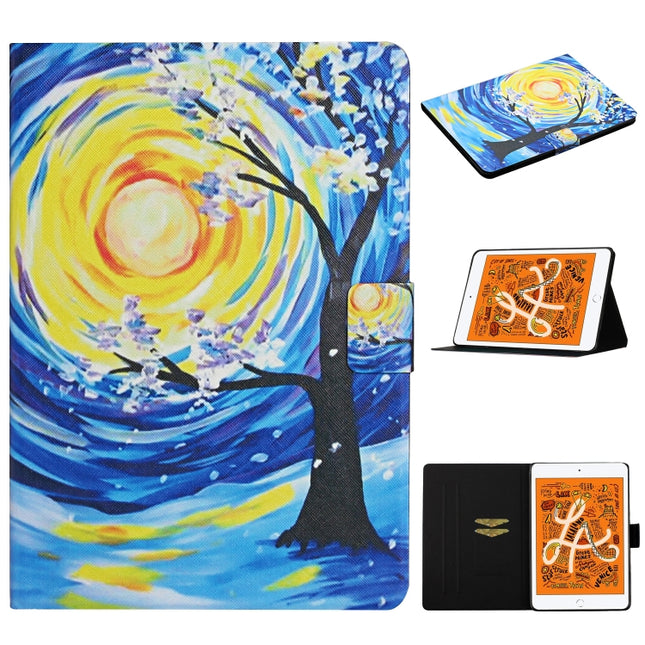 For iPad Mini (2019) Colored Drawing Pattern Horizontal Flip Leather Case with Holder & Card Slots & Sleep / Wake-up Function(Starry Sky Tree)-garmade.com