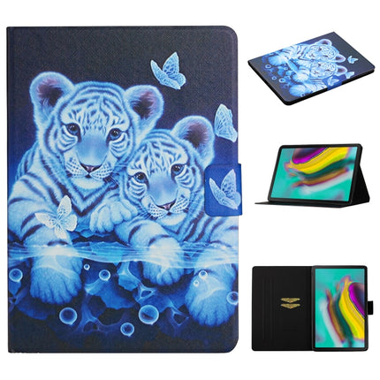 For Samsung Galaxy Tab S5e T720/T725 Colored Drawing Pattern Horizontal Flip Leather Case with Holder & Card Slots & Sleep / Wake-up Function(Tiger)-garmade.com