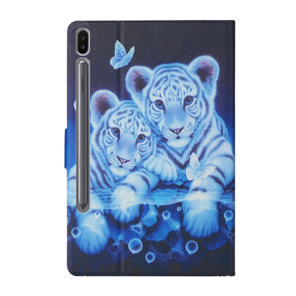 For Samsung Galaxy Tab S6 T860/T865 Colored Drawing Pattern Horizontal Flip Leather Case with Holder & Card Slots & Sleep / Wake-up Function(Tiger)-garmade.com