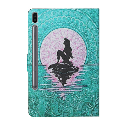 For Samsung Galaxy Tab S6 T860/T865 Colored Drawing Pattern Horizontal Flip Leather Case with Holder & Card Slots & Sleep / Wake-up Function(Mermaid)-garmade.com