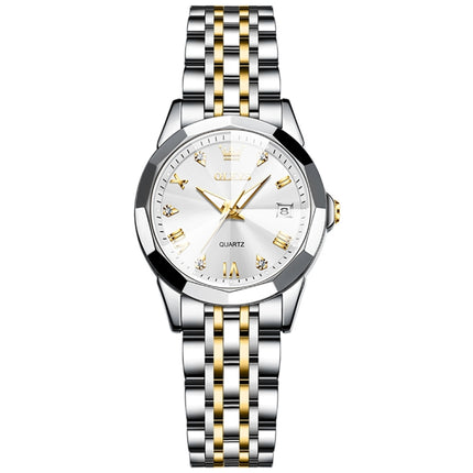 OLEVS 9931 Women Butterfly Buckle Luminous Waterproof Quartz Watch(White + Gold)-garmade.com