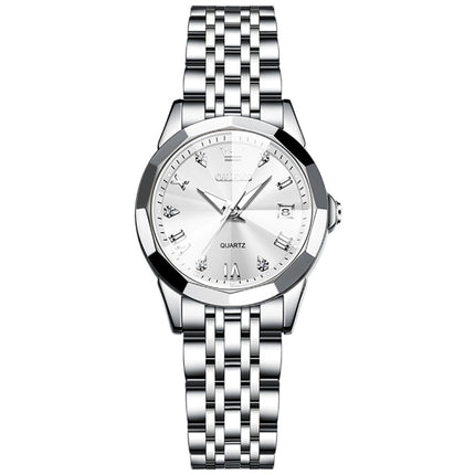 OLEVS 9931 Women Butterfly Buckle Luminous Waterproof Quartz Watch(White + Silver)-garmade.com