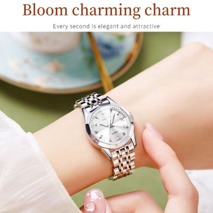 OLEVS 9931 Women Butterfly Buckle Luminous Waterproof Quartz Watch(White + Silver)-garmade.com