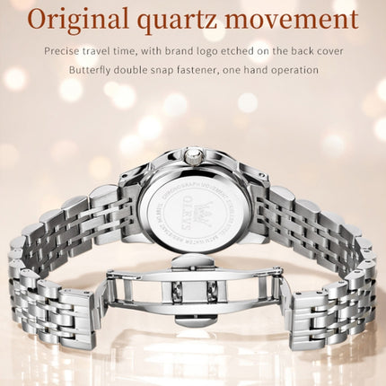 OLEVS 9931 Women Butterfly Buckle Luminous Waterproof Quartz Watch(White + Silver)-garmade.com