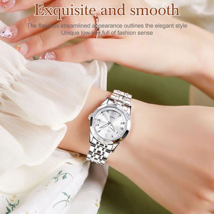 OLEVS 9931 Women Butterfly Buckle Luminous Waterproof Quartz Watch(White + Silver)-garmade.com