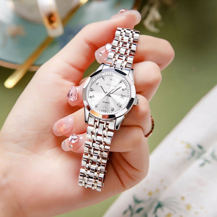 OLEVS 9931 Women Butterfly Buckle Luminous Waterproof Quartz Watch(White + Silver)-garmade.com