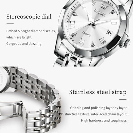 OLEVS 9931 Women Butterfly Buckle Luminous Waterproof Quartz Watch(White + Silver)-garmade.com