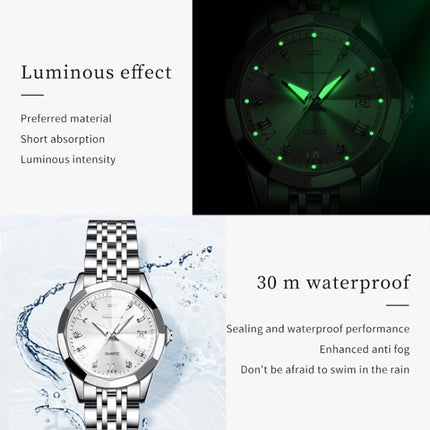 OLEVS 9931 Women Butterfly Buckle Luminous Waterproof Quartz Watch(White + Silver)-garmade.com