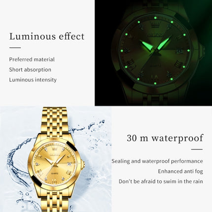 OLEVS 9931 Women Butterfly Buckle Luminous Waterproof Quartz Watch(Gold)-garmade.com