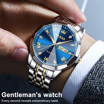OLEVS 9931 Men Luminous Waterproof Quartz Watch(Blue)-garmade.com