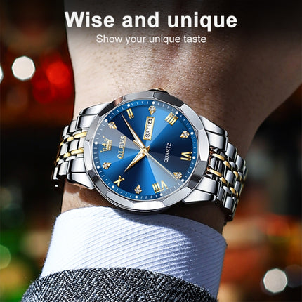 OLEVS 9931 Men Luminous Waterproof Quartz Watch(Blue)-garmade.com