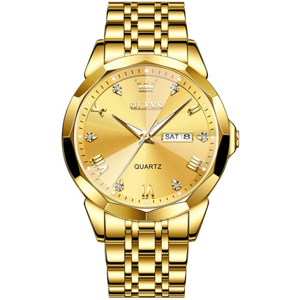 OLEVS 9931 Men Luminous Waterproof Quartz Watch(Gold)-garmade.com