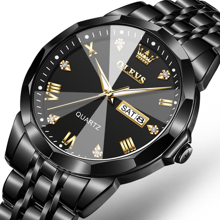 OLEVS 9931 Men Luminous Waterproof Quartz Watch(Black)-garmade.com