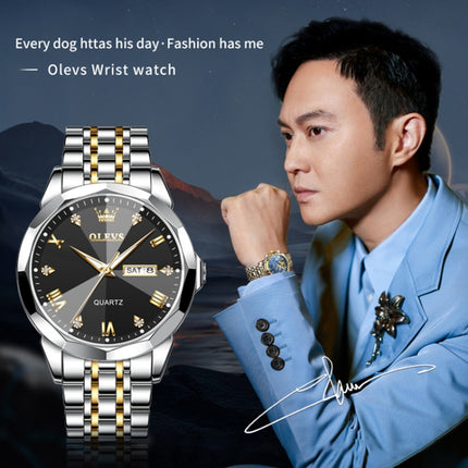 OLEVS 9931 Men Luminous Waterproof Quartz Watch(Black + Gold)-garmade.com