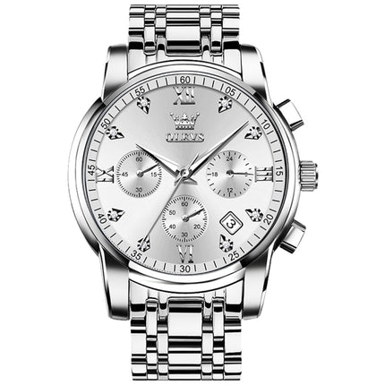 OLEVS 2858 Men Multifunctional Business Waterproof Quartz Watch(White)-garmade.com
