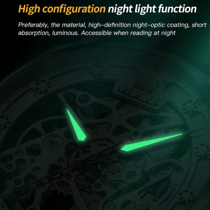OLEVS 6651 Men Luminous Waterproof Hollow Mechanical Watch(White)-garmade.com