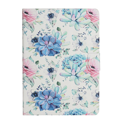 For Samsung Galaxy Tab A 8.0 2019 Flower Pattern Horizontal Flip Leather Case with Card Slots & Holder(Blue Flower On White)-garmade.com