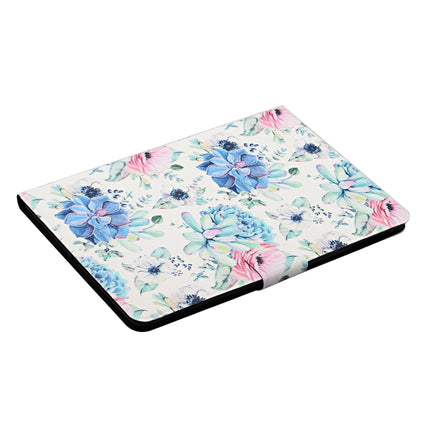 For Samsung Galaxy Tab A 8.0 2019 Flower Pattern Horizontal Flip Leather Case with Card Slots & Holder(Blue Flower On White)-garmade.com
