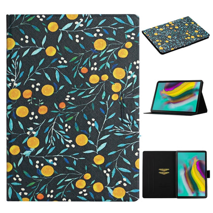 For Samsung Galaxy Tab S5e T720 Flower Pattern Horizontal Flip Leather Case with Card Slots & Holder(Yellow Fruit)-garmade.com