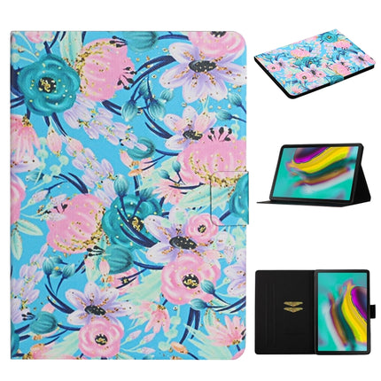 For Samsung Galaxy Tab S5e T720 Flower Pattern Horizontal Flip Leather Case with Card Slots & Holder(Pink Flower)-garmade.com