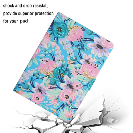 For Samsung Galaxy Tab S6 Lite Flower Pattern Horizontal Flip Leather Case with Card Slots & Holder(Pink Flower)-garmade.com