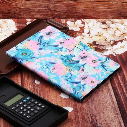 For Samsung Galaxy Tab S6 Lite Flower Pattern Horizontal Flip Leather Case with Card Slots & Holder(Pink Flower)-garmade.com