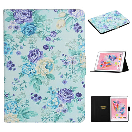 For iPad 5 Flower Pattern Horizontal Flip Leather Case with Card Slots & Holder(Purple Flower)-garmade.com