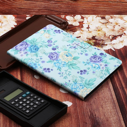 For iPad 10.2 Flower Pattern Horizontal Flip Leather Case with Card Slots & Holder(Purple Flower)-garmade.com
