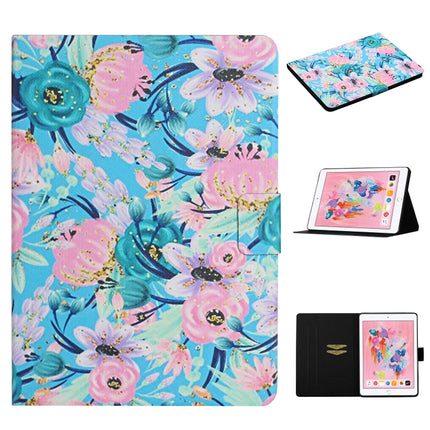 For iPad 10.2 Flower Pattern Horizontal Flip Leather Case with Card Slots & Holder(Pink Flower)-garmade.com