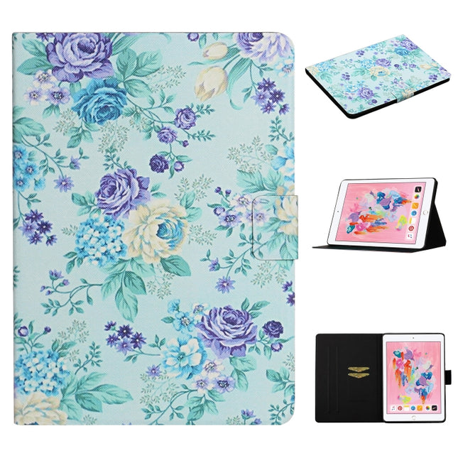 For iPad Pro 10.5 inch Flower Pattern Horizontal Flip Leather Case with Card Slots & Holder(Purple Flower)-garmade.com