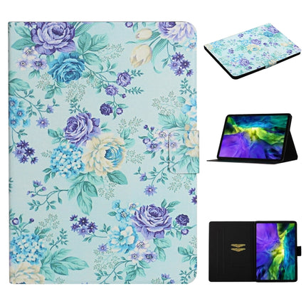 For iPad Pro 11 2020 Flower Pattern Horizontal Flip Leather Tablet Case with Card Slots & Holder(Purple Flower)-garmade.com