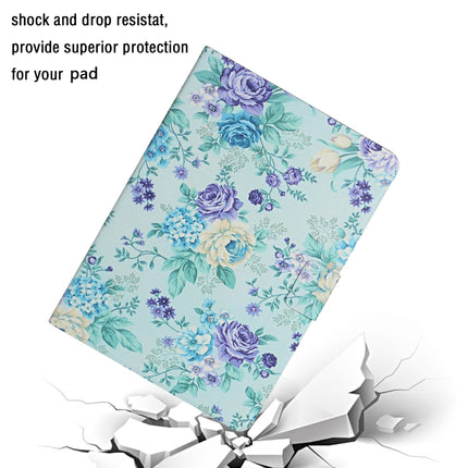 For iPad Mini 2019 Flower Pattern Horizontal Flip Leather Case with Card Slots & Holder(Purple Flower)-garmade.com