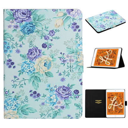 For iPad Mini 4 & 3 & 2 & 1 Flower Pattern Horizontal Flip Leather Case with Card Slots & Holder(Purple Flower)-garmade.com