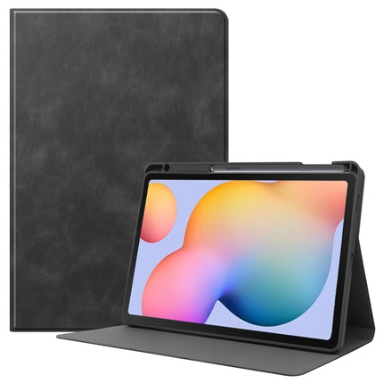 For Samsung Galaxy Tab S6 Lite P610 / P615 Cowhide Texture TPU Tablet Horizontal Flip Leather Case with Holder & Sleep / Wake-Up Function & Pen Slot(Black)-garmade.com
