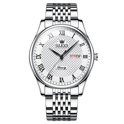 OLEVS 5562 Men Multifunctional Business Waterproof Quartz Watch(White)-garmade.com