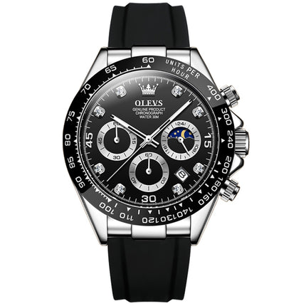 OLEVS 2875 Men Multifunctional Sports Chronograph Waterproof Quartz Watch(Black)-garmade.com