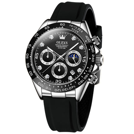 OLEVS 2875 Men Multifunctional Sports Chronograph Waterproof Quartz Watch(Black)-garmade.com