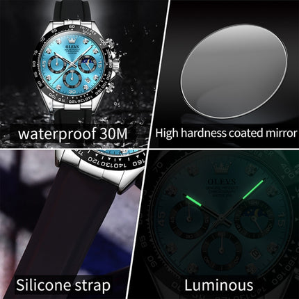 OLEVS 2875 Men Multifunctional Sports Chronograph Waterproof Quartz Watch(Blue)-garmade.com