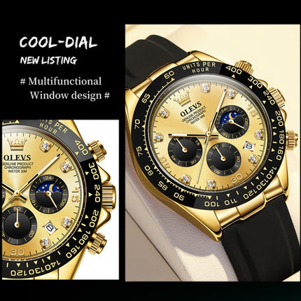 OLEVS 2875 Men Multifunctional Sports Chronograph Waterproof Quartz Watch(Gold)-garmade.com
