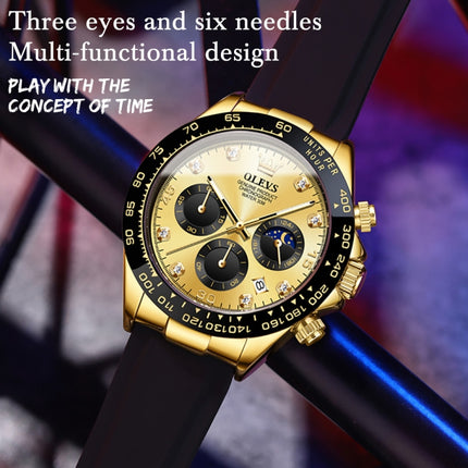 OLEVS 2875 Men Multifunctional Sports Chronograph Waterproof Quartz Watch(Gold)-garmade.com