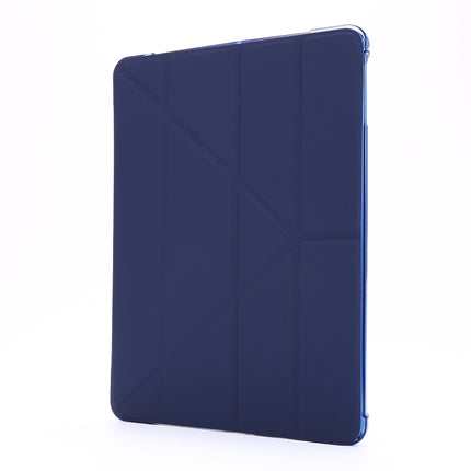 For iPad 9.7 (2018) & (2017) Airbag Deformation Horizontal Flip Leather Case with Holder & Pen Holder(Dark Blue)-garmade.com