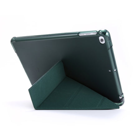 For iPad 9.7 (2018) & (2017) Airbag Deformation Horizontal Flip Leather Case with Holder & Pen Holder(Dark Green)-garmade.com
