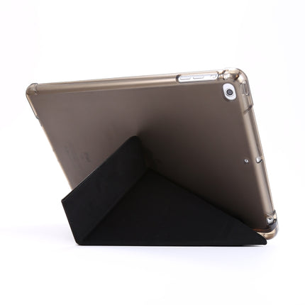 For iPad 9.7 (2018) & (2017) Airbag Deformation Horizontal Flip Leather Case with Holder & Pen Holder(Black)-garmade.com
