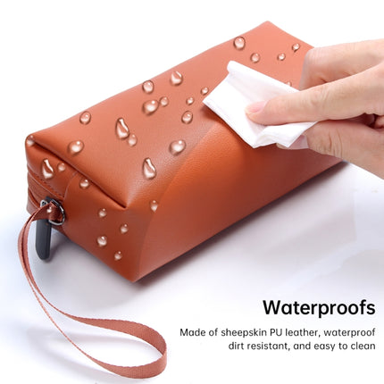Waterproof PU Leather Laptop Accessory Bag(Brown)-garmade.com