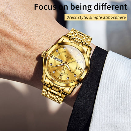 OLEVS 5513 Men Business Luminous Waterproof Quartz Watch(Gold)-garmade.com