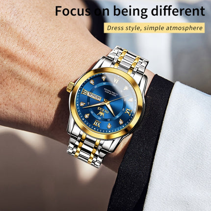 OLEVS 5513 Men Business Luminous Waterproof Quartz Watch(Blue + Gold)-garmade.com