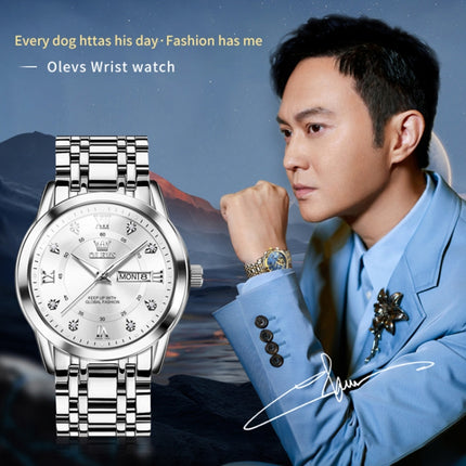 OLEVS 5513 Men Business Luminous Waterproof Quartz Watch(White)-garmade.com
