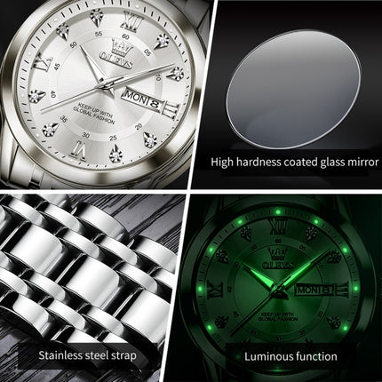 OLEVS 5513 Men Business Luminous Waterproof Quartz Watch(White)-garmade.com